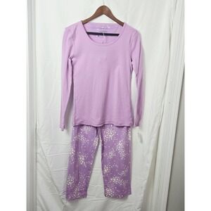 Talbots Pajamas PJ set purple stars NWT sz small